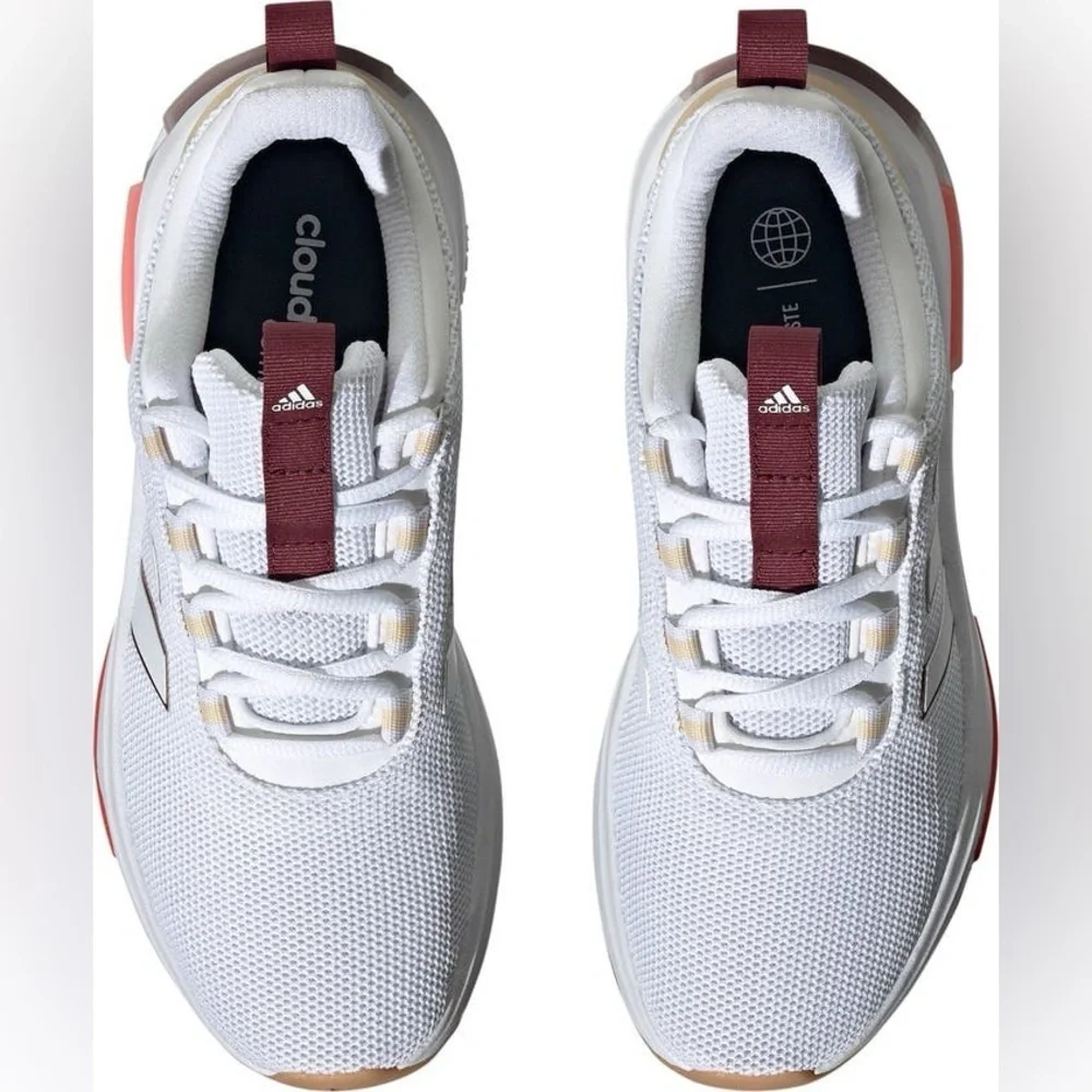 adidas Racer TR23 Running Sneaker - White Burgundy, Size 6 EUC
